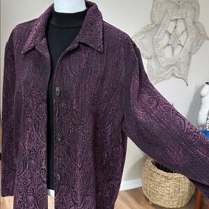 Vintage Sag Harbor purple embossed black shirt jacket